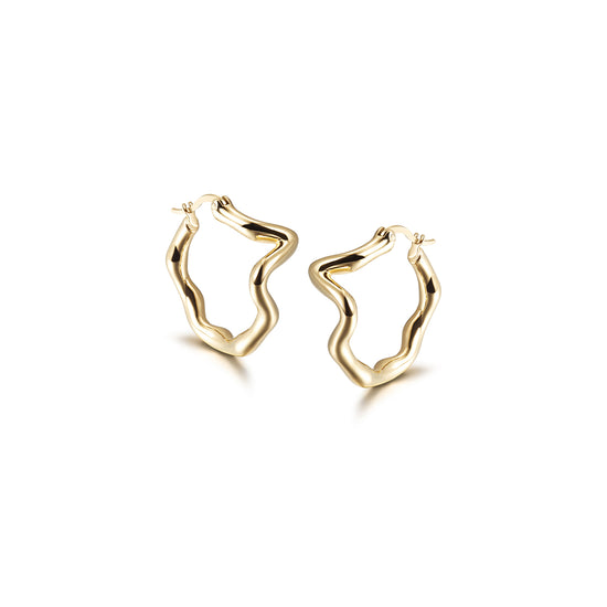 Twisted stainless steel exaggerated earrings-SCE374STGC