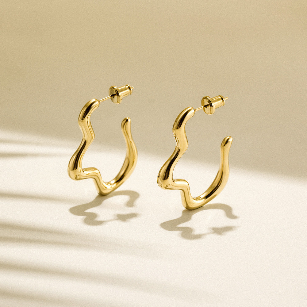 Twisted stainless steel creative earrings-SCE375STGC