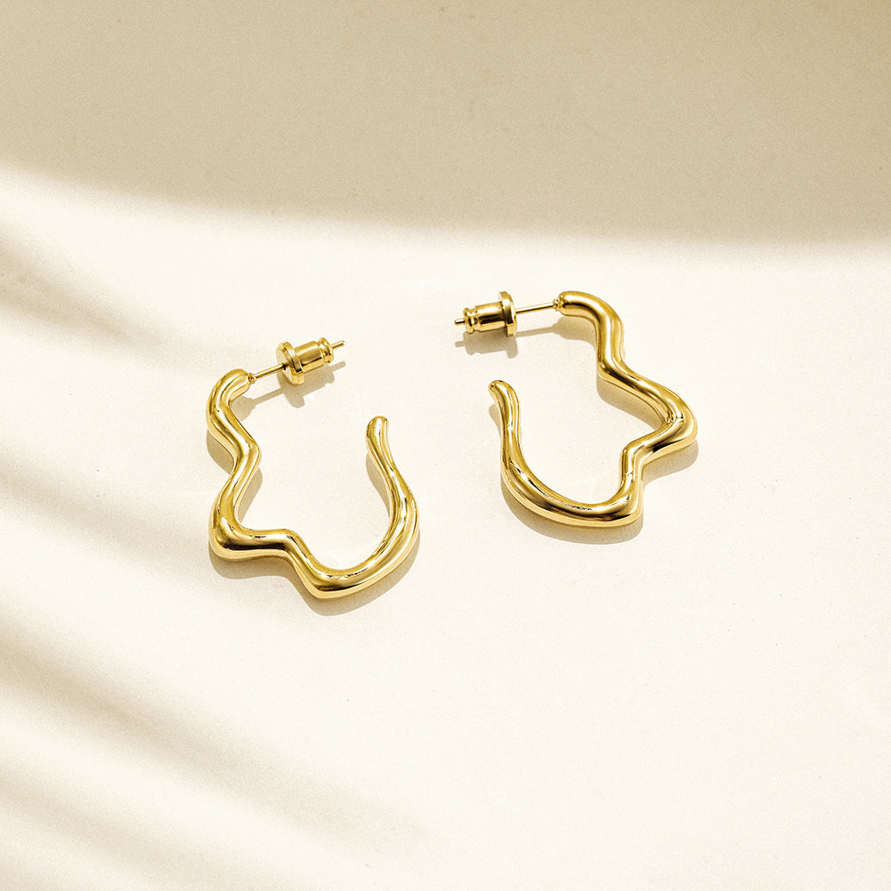 Twisted stainless steel creative earrings-SCE375STGC