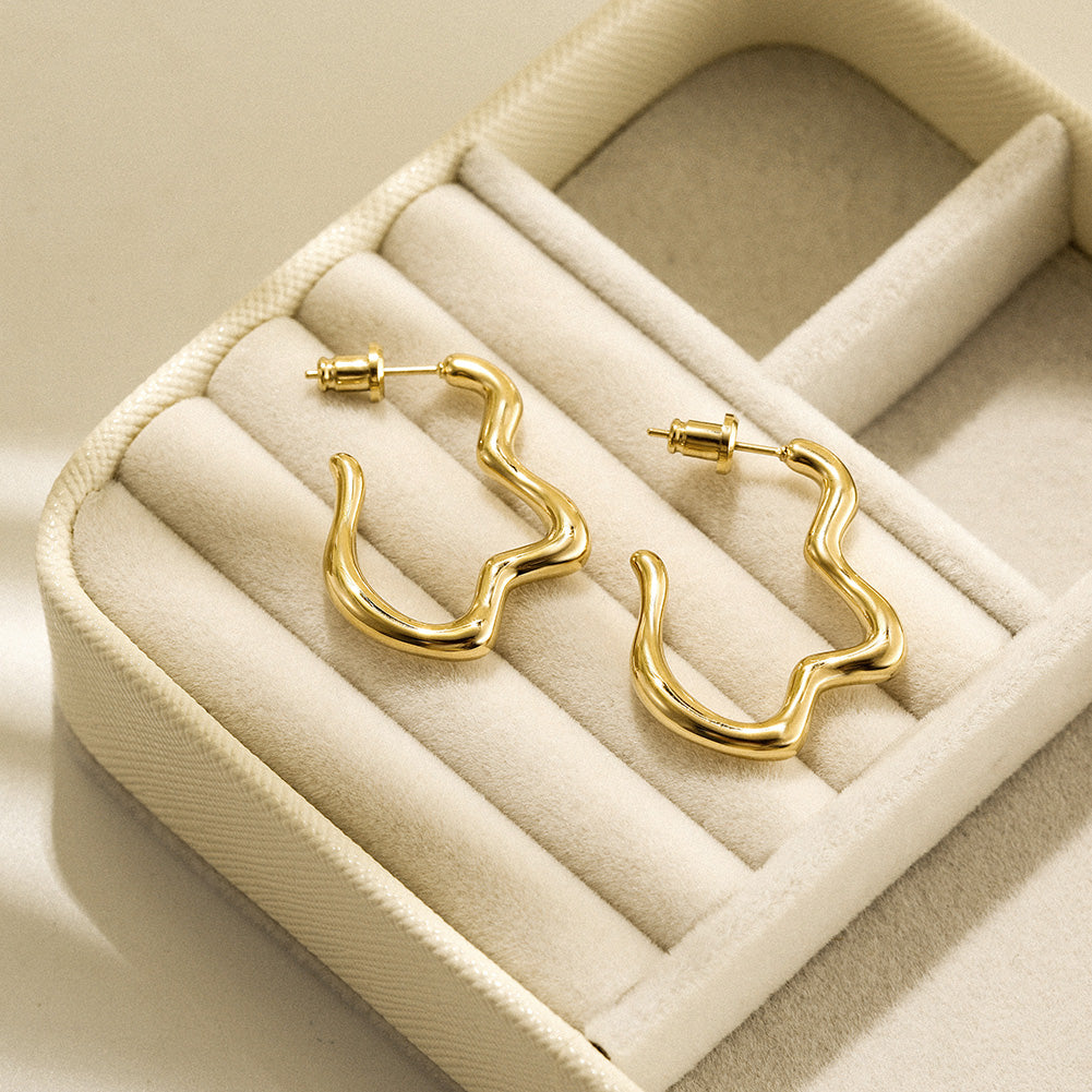 Twisted stainless steel creative earrings-SCE375STGC