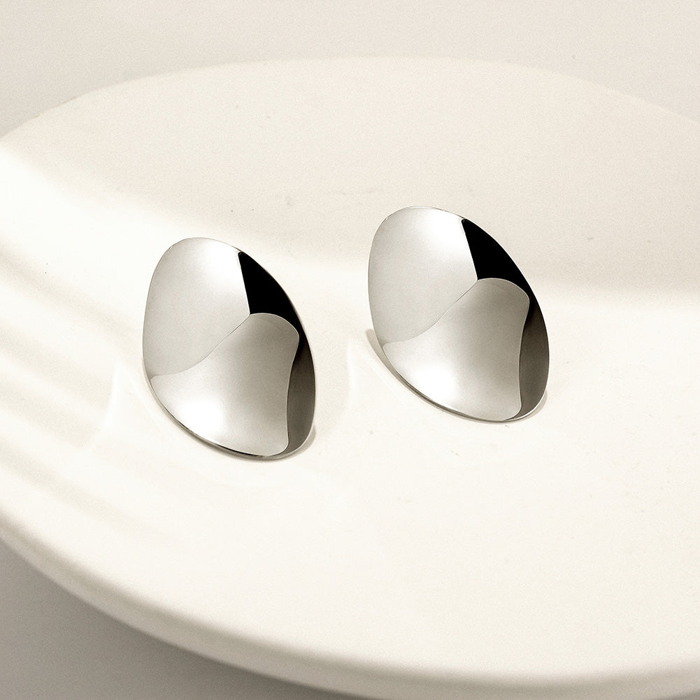 Elliptical metal earrings-SCE377STWG