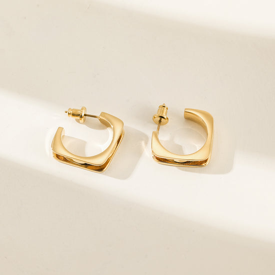 L-shaped stainless steel smooth earrings-SCE380STGC