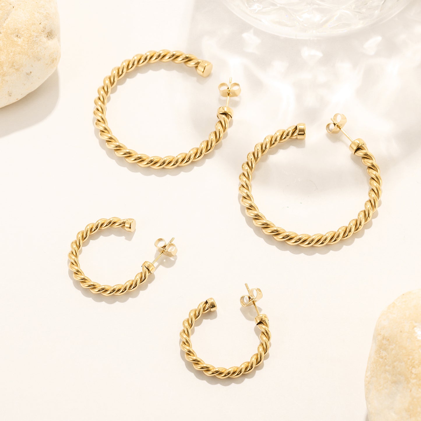 Spiral C-shaped earrings-SCE381STGCS