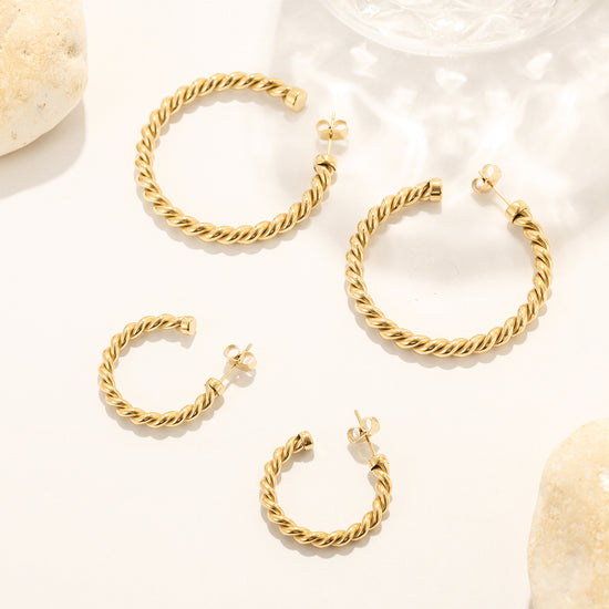 Spiral C-shaped earrings-SCE381STGCS