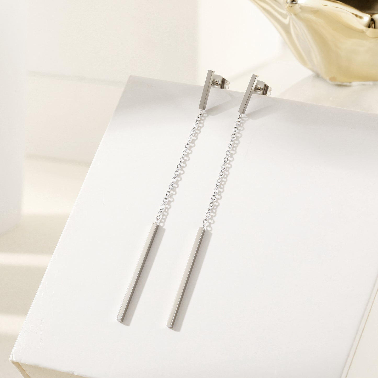 Chain round earrings-SCE382STWG