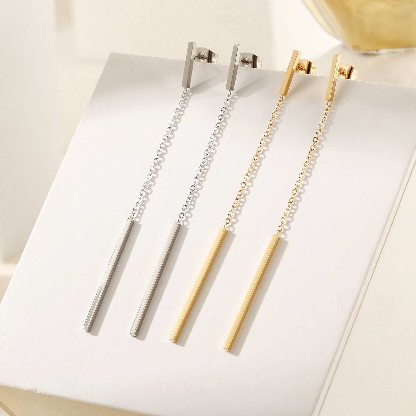 Chain round earrings-SCE382STWG