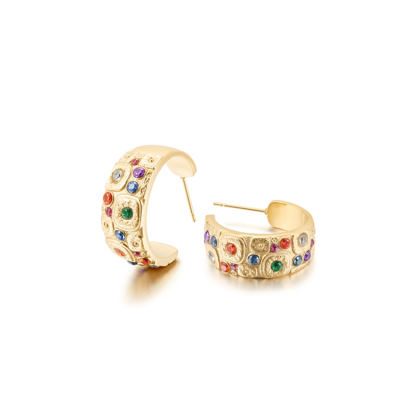 C-type colored gemstone earrings-SCE385STGCZD