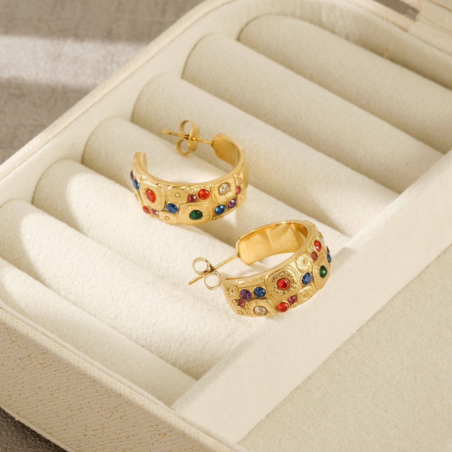 C-type colored gemstone earrings-SCE385STGCZD