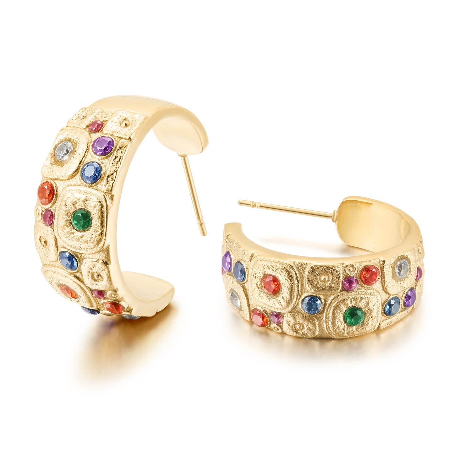 C-type colored gemstone earrings-SCE385STGCZD