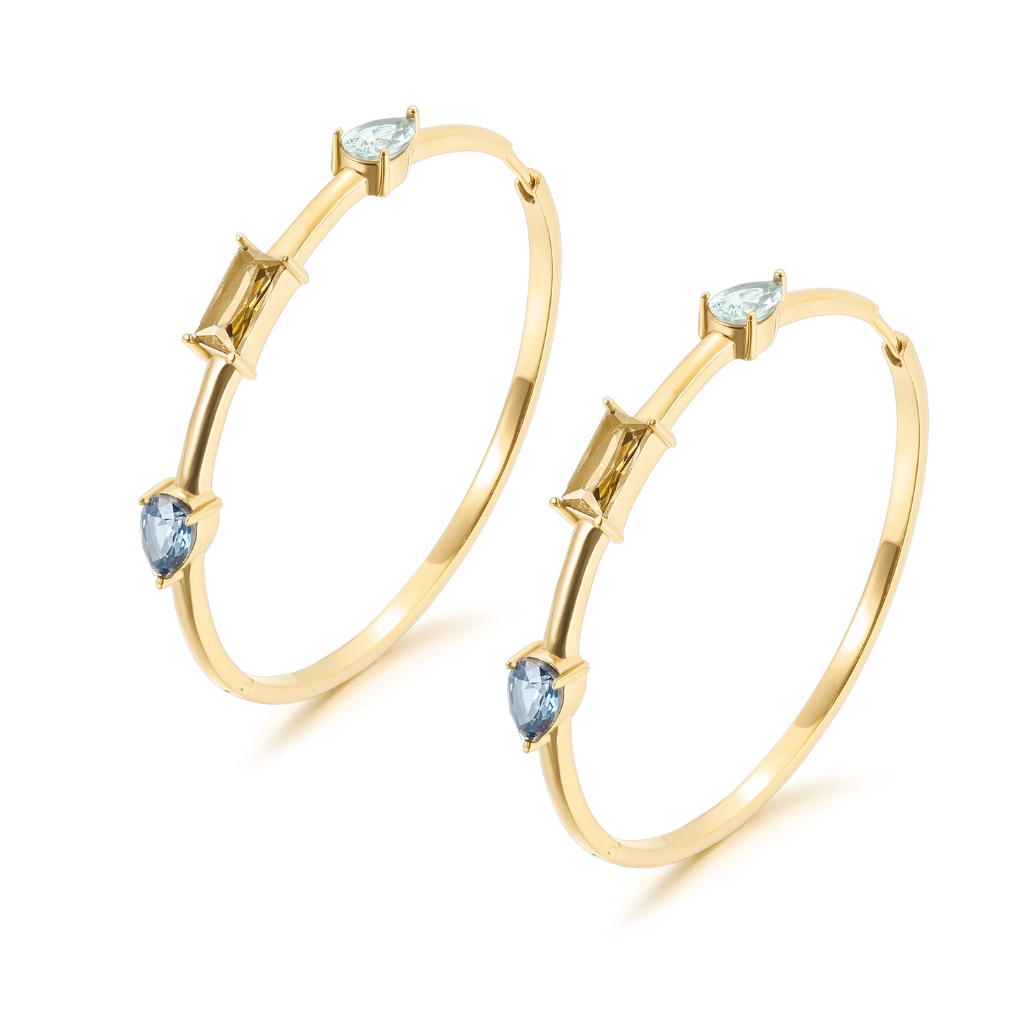Circle Sapphire Earrings-SCE386STGCZD