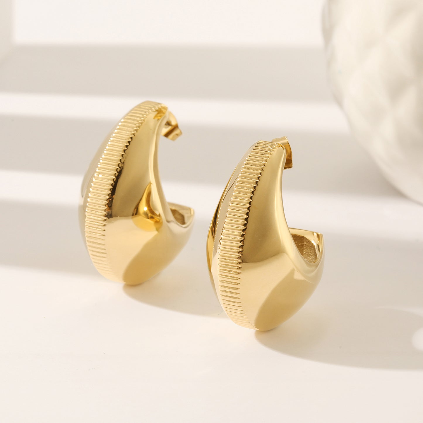 Stainless steel shell earrings-SCE387ST