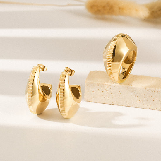 Stainless steel shell earrings-SCE387ST