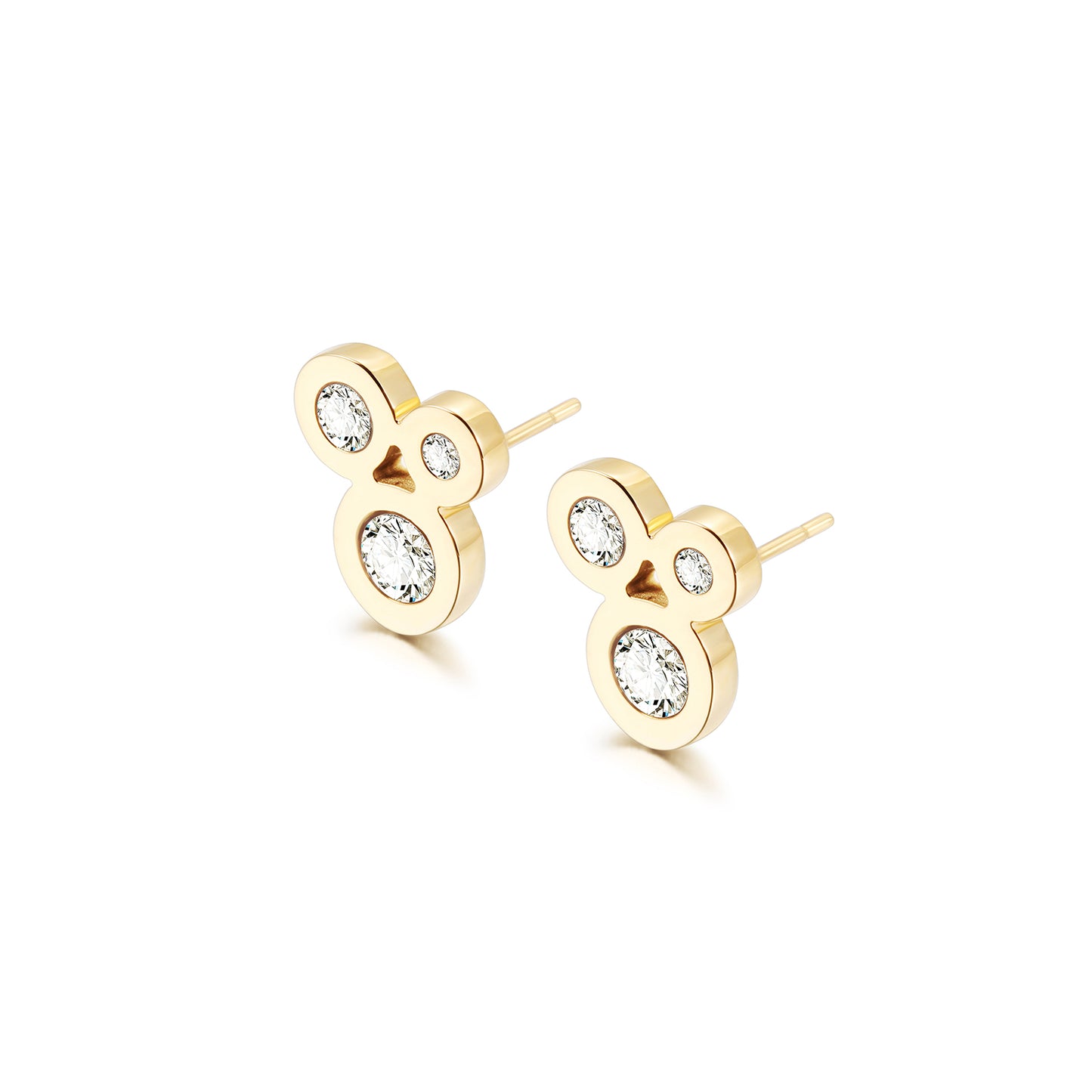 Three Circle Zircon Earrings-SCE389STGCZD