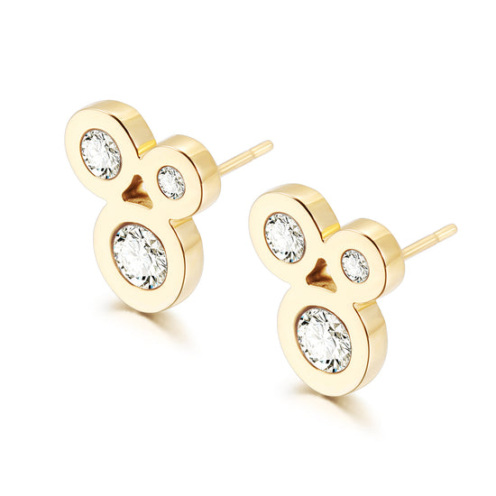 Three Circle Zircon Earrings-SCE389STGCZD