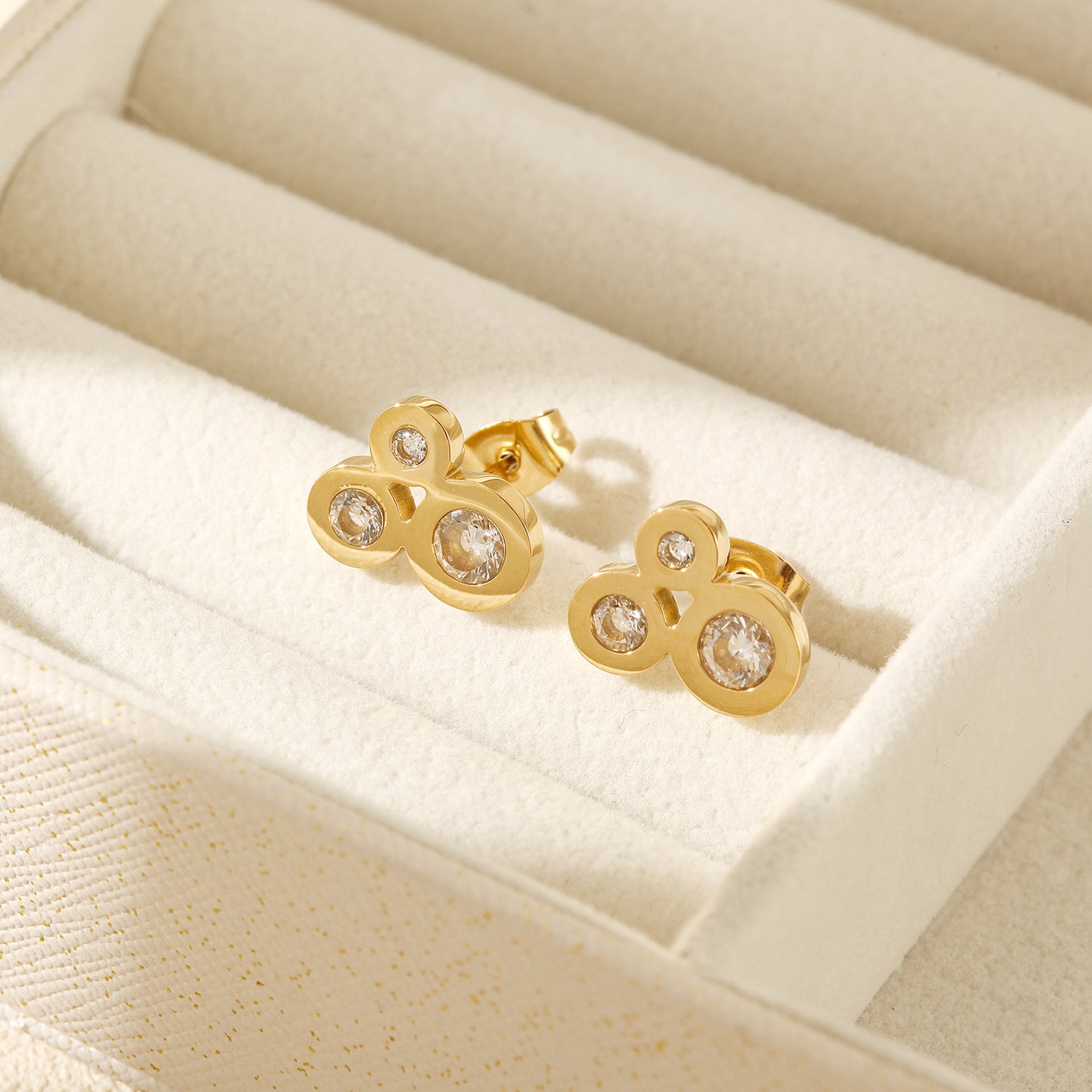 Three Circle Zircon Earrings-SCE389STGCZD