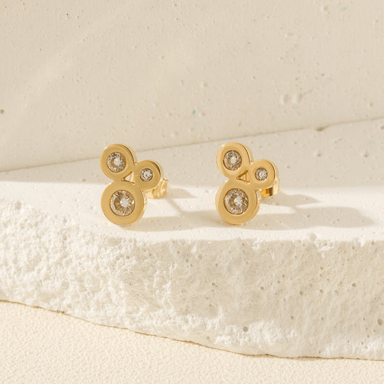 Three Circle Zircon Earrings-SCE389STGCZD