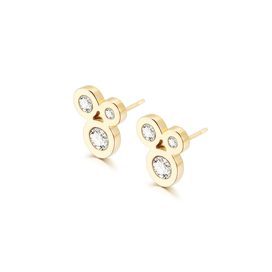 Three Circle Zircon Earrings-SCE389STGCZD