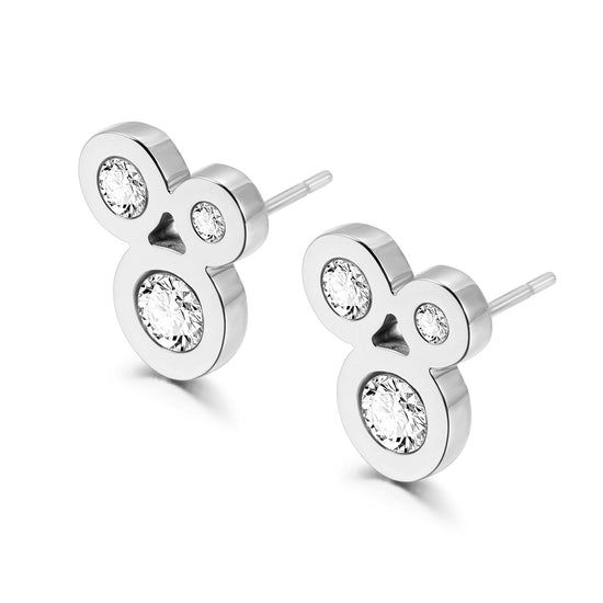 Three Circle Zircon Earrings-SCE389STWGZD
