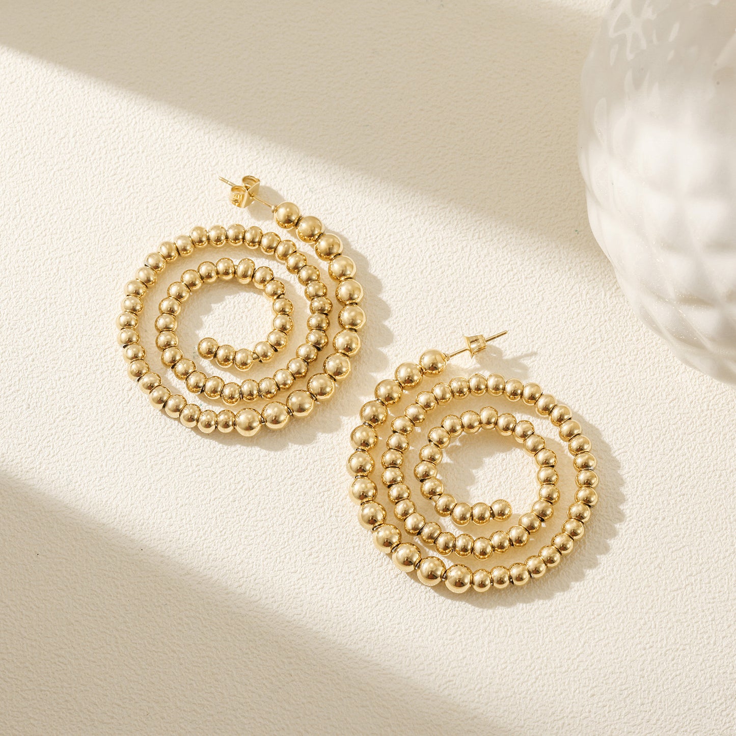 Circular hollow earrings-SCE391STGC