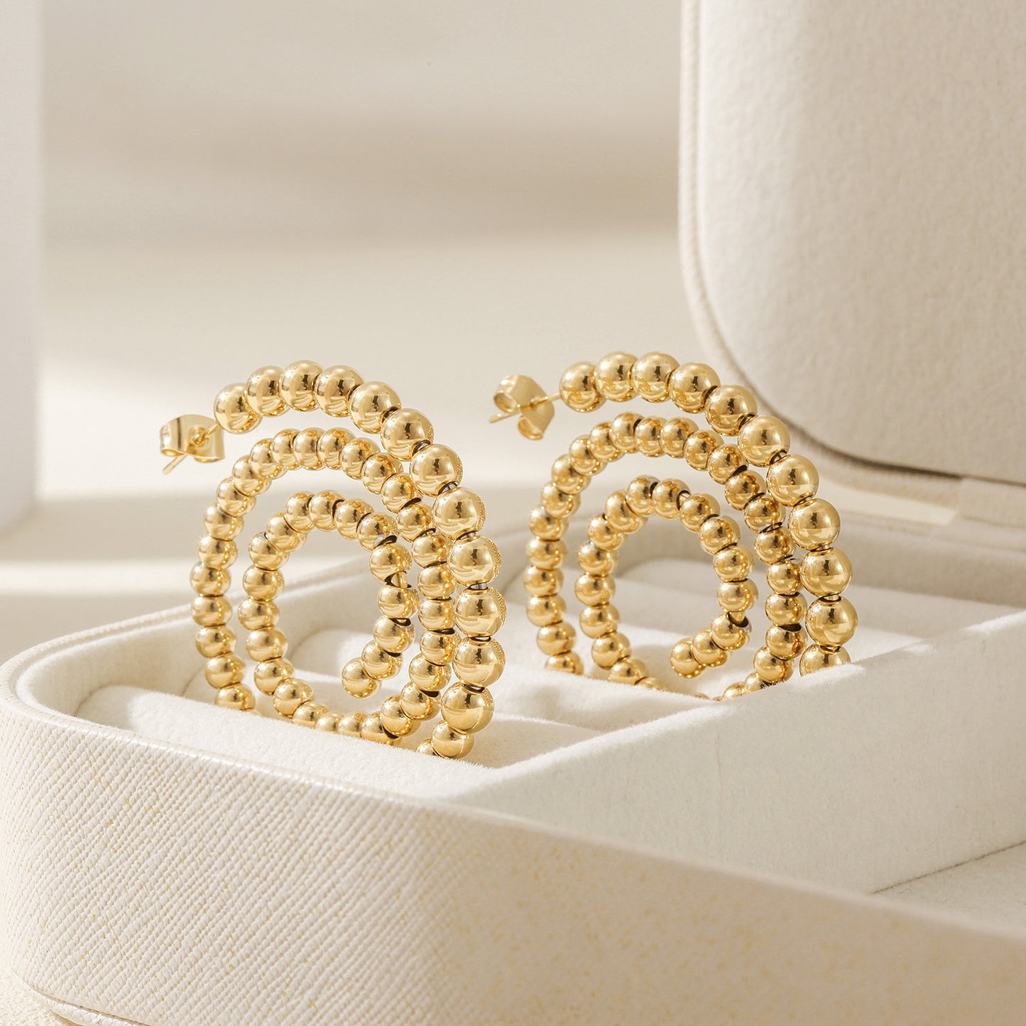 Circular hollow earrings-SCE391STGC
