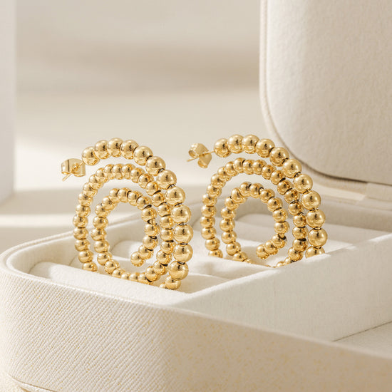 Circular hollow earrings-SCE391STGC