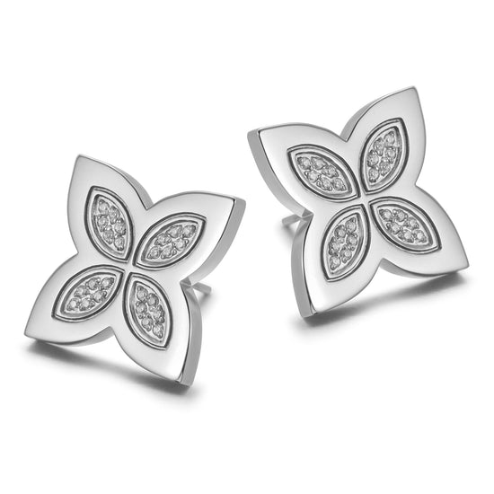 Four leaf clover zircon earrings-SCE393STWGZD