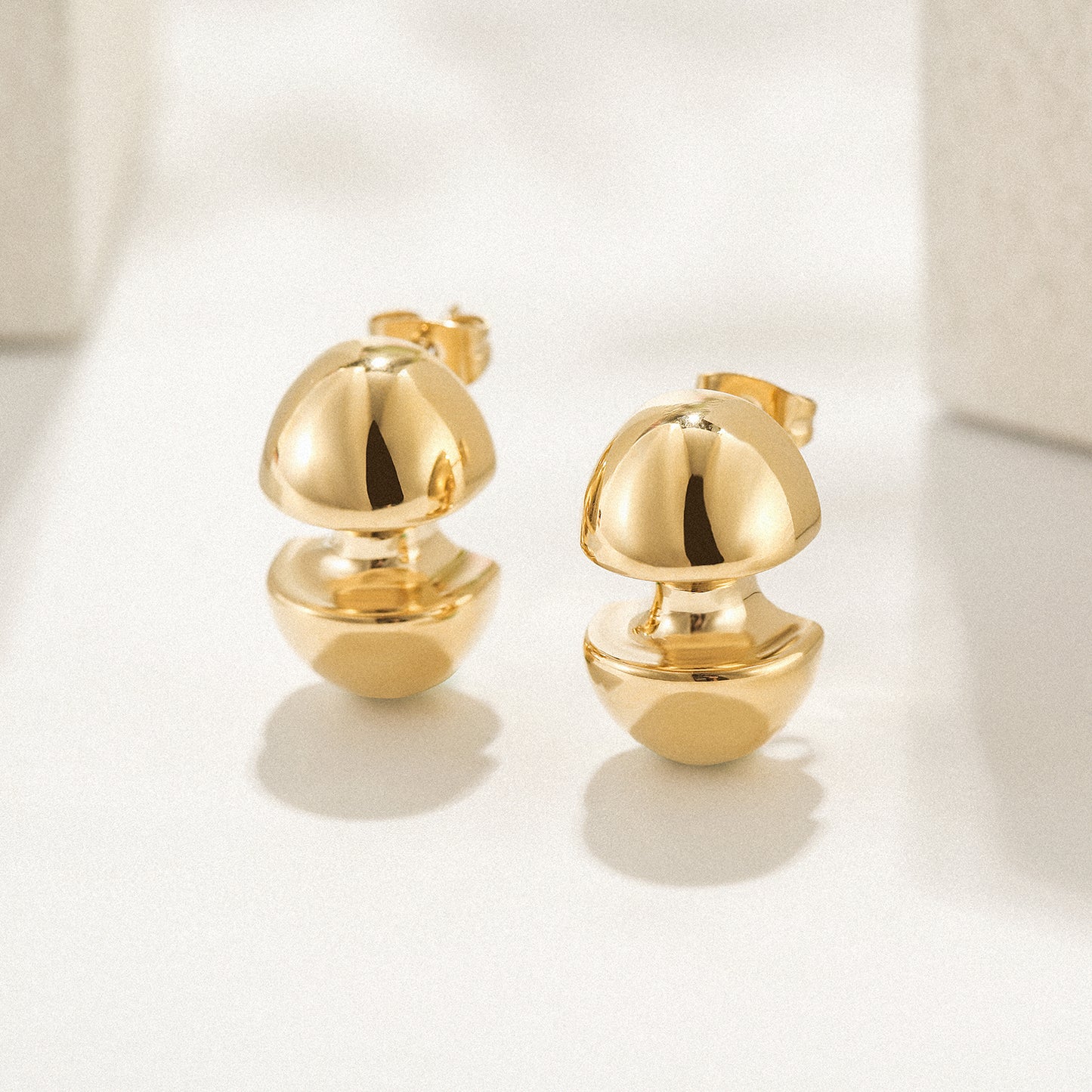 Mushroom stainless steel earrings-SCE397STGC