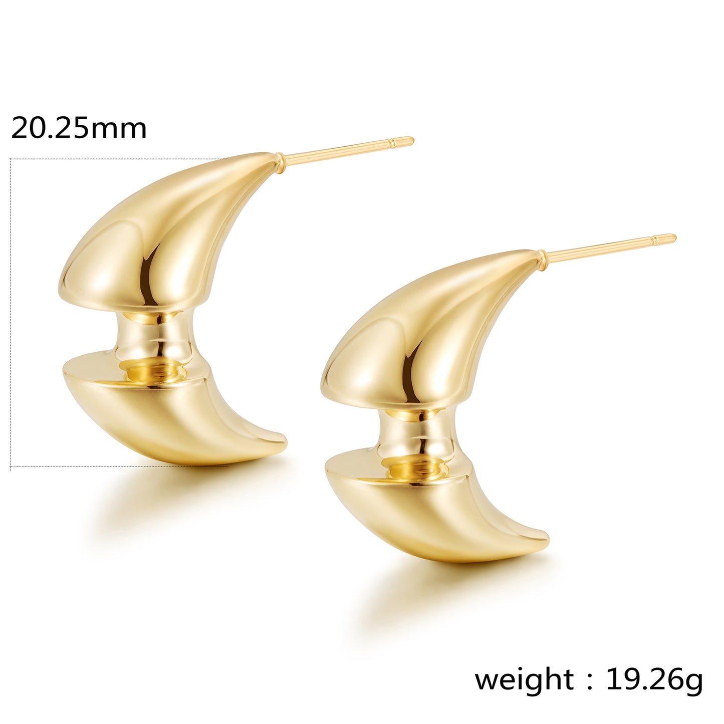 Bull horn stainless steel earrings-SCE398STGC