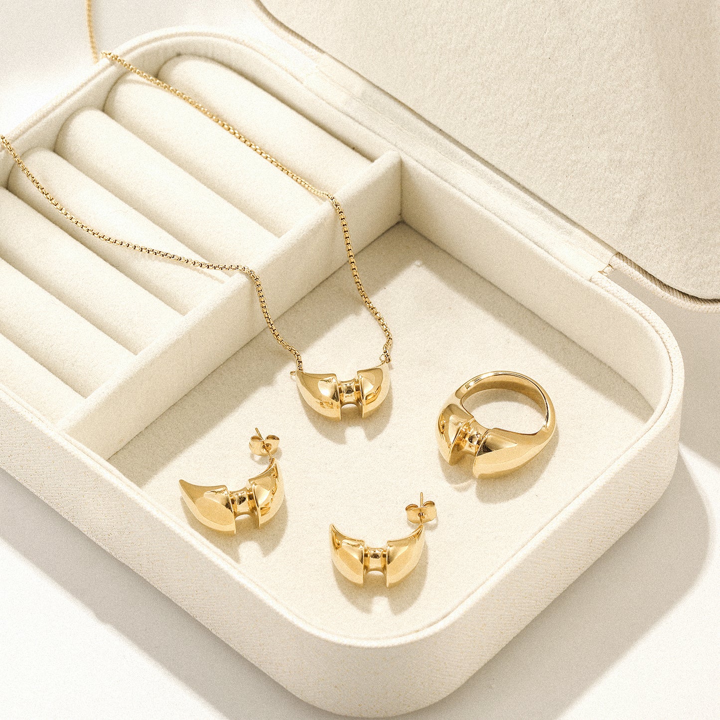 Bull horn stainless steel earrings-SCE398STGC