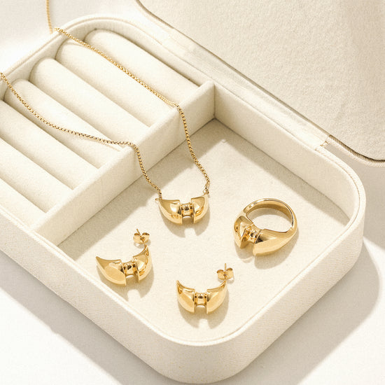 Bull horn stainless steel earrings-SCE398STGC