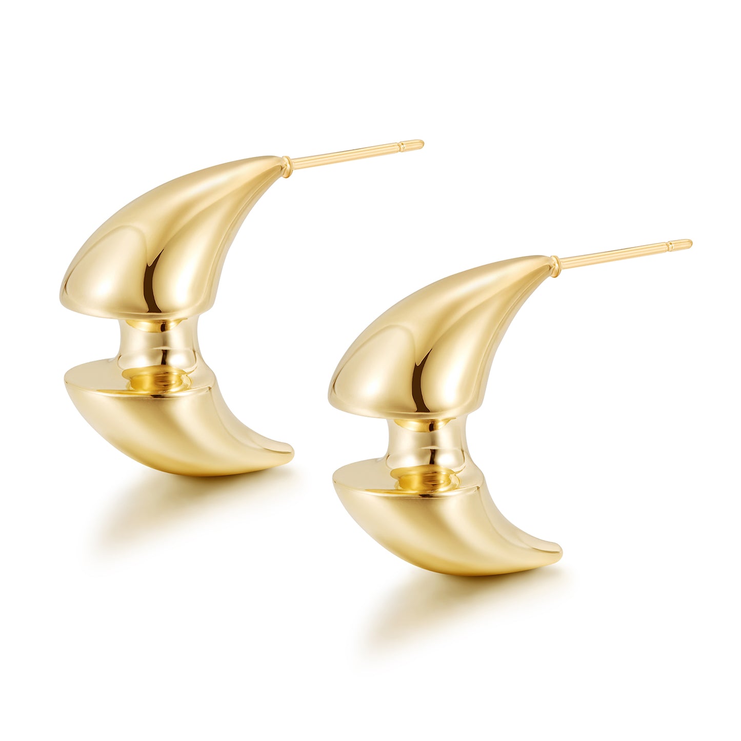 Bull horn stainless steel earrings-SCE398STGC
