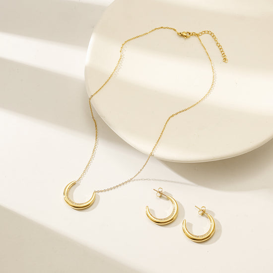C-shaped zircon earrings-SCE413STGCZD