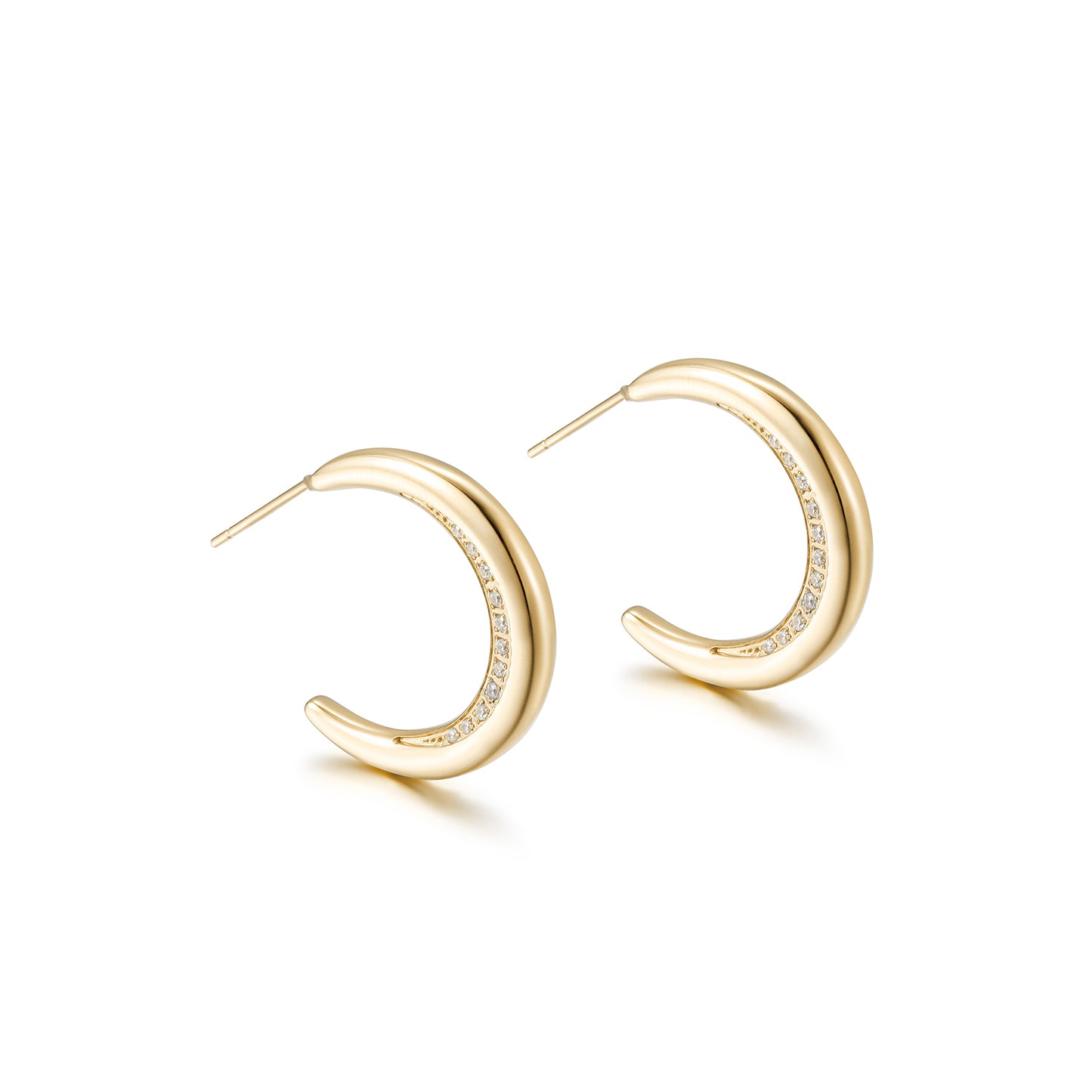 C-shaped zircon earrings-SCE413STGCZD