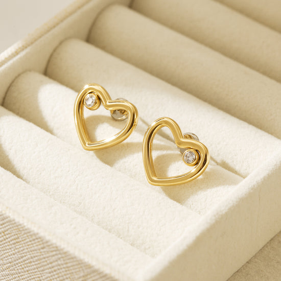 Love hollowed out zircon earrings-SCE442STMC