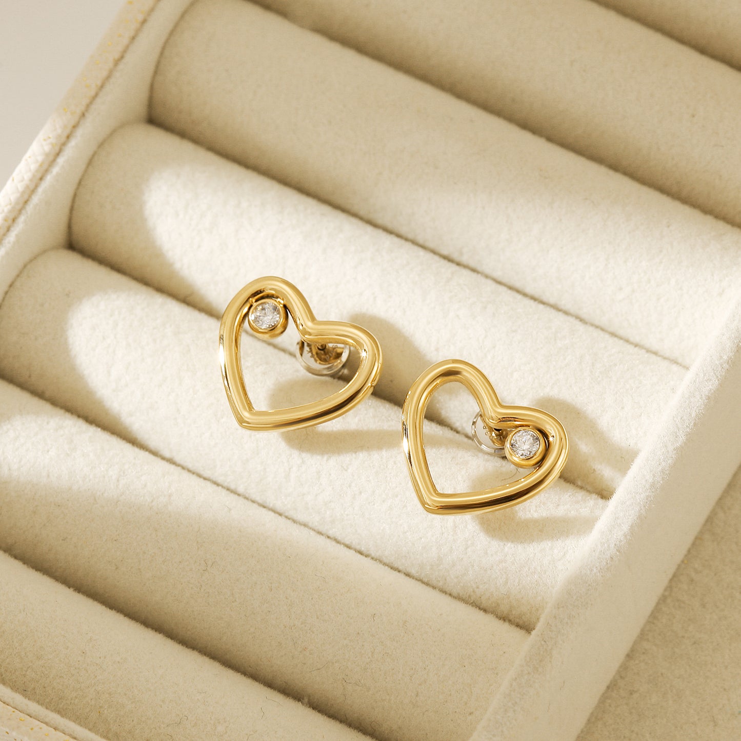 Love hollowed out zircon earrings-SCE442STMC