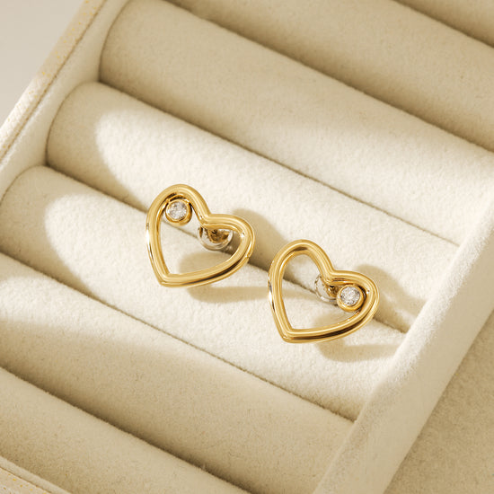 Love hollowed out zircon earrings-SCE442STMC