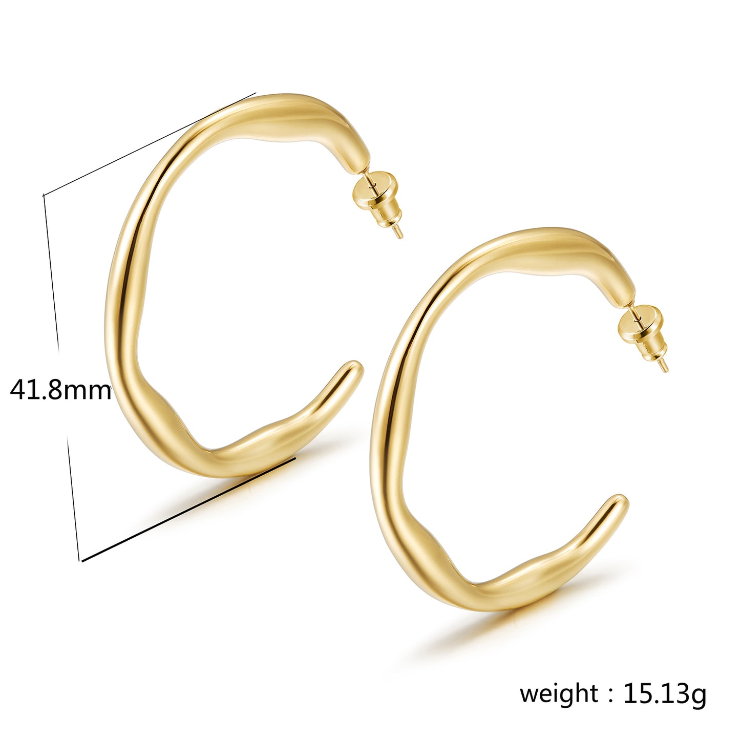 Twisted C-shaped earrings-SCE448ST