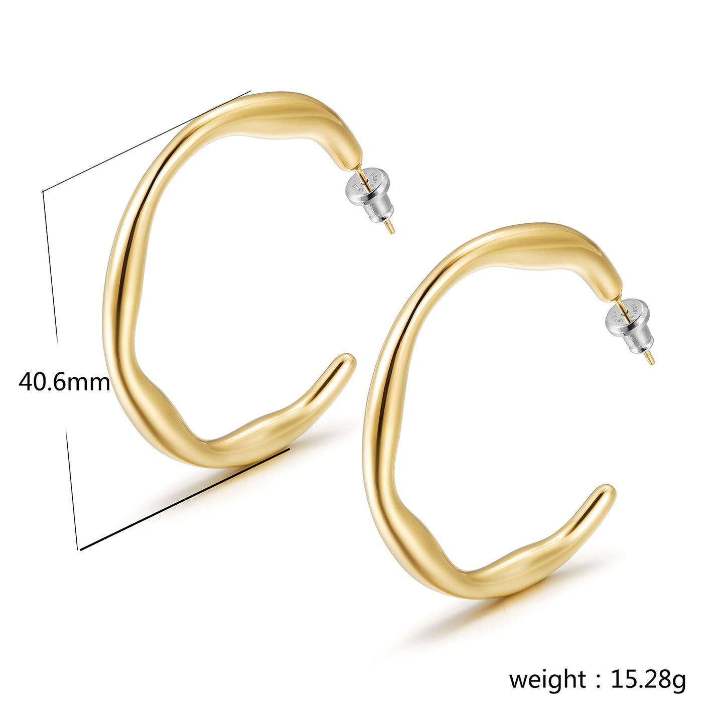 Twisted gold C-shaped earrings-SCE448STMC