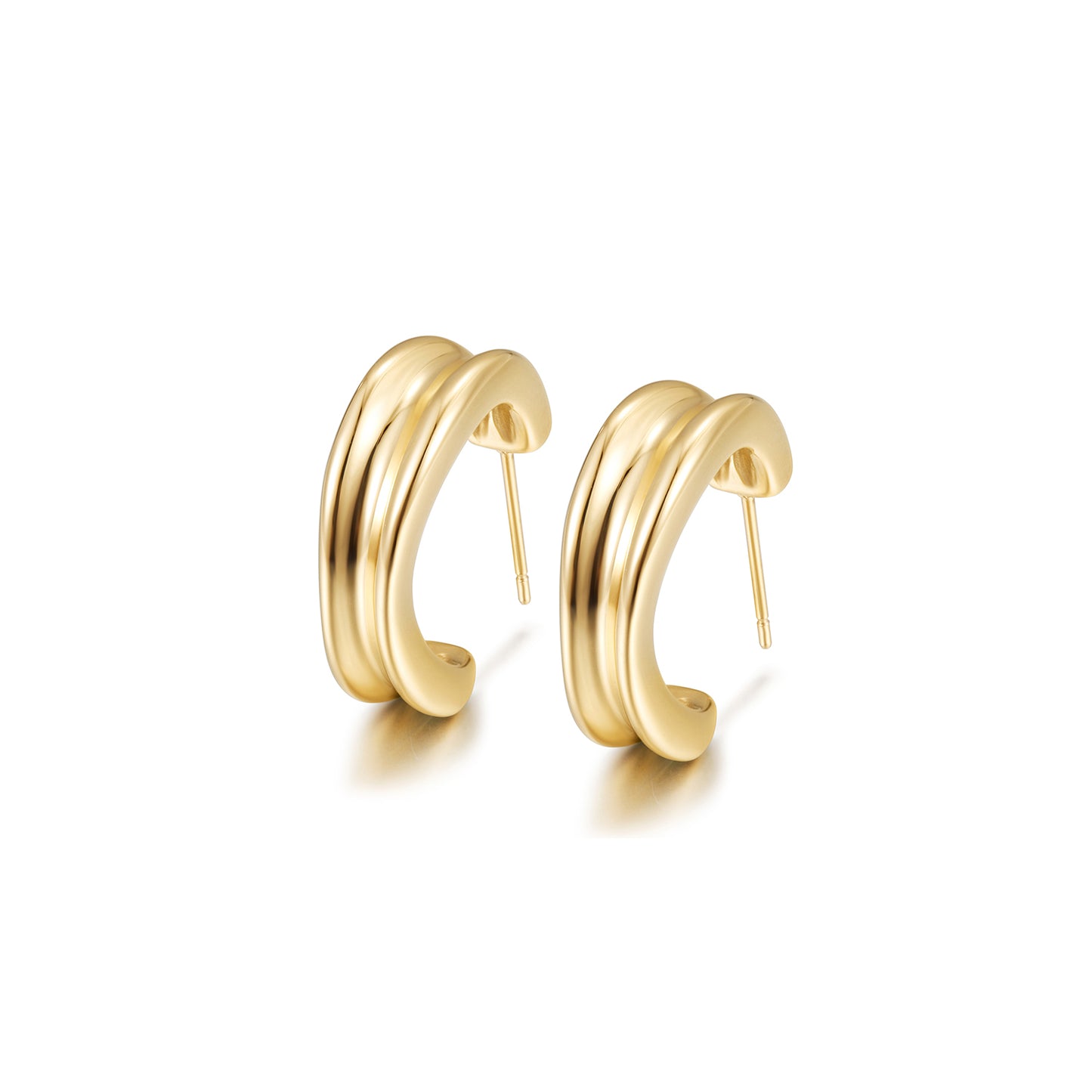 Stainless steel double C-shaped earrings-SCE452ST