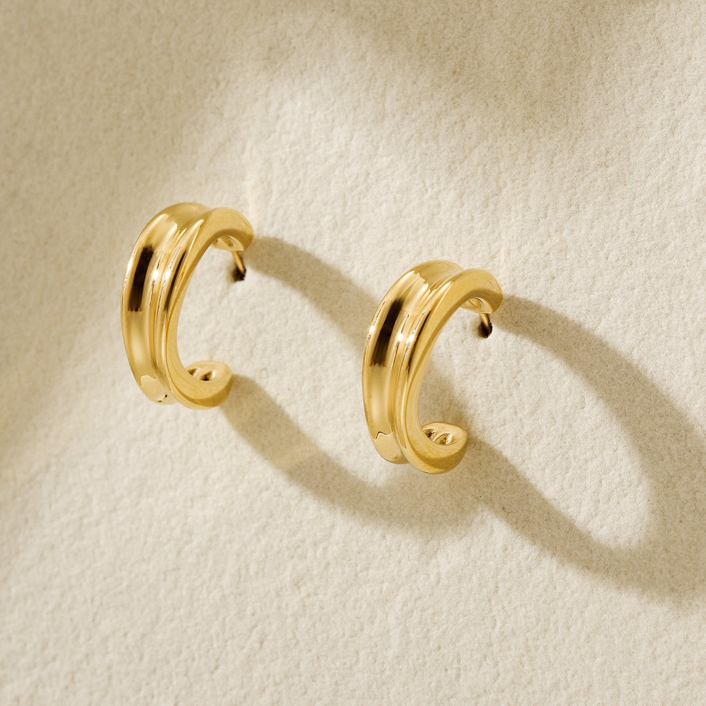 Stainless steel double C-shaped earrings-SCE452ST