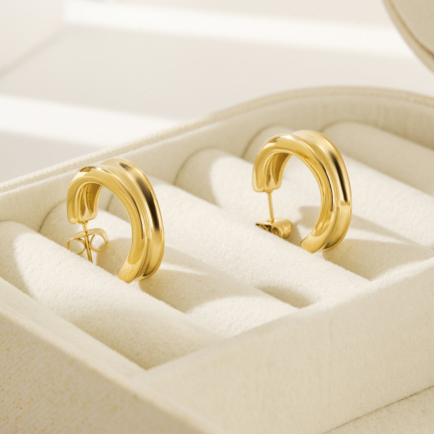 Stainless steel double C-shaped earrings-SCE452ST