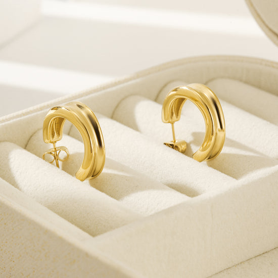 Stainless steel double C-shaped earrings-SCE452ST