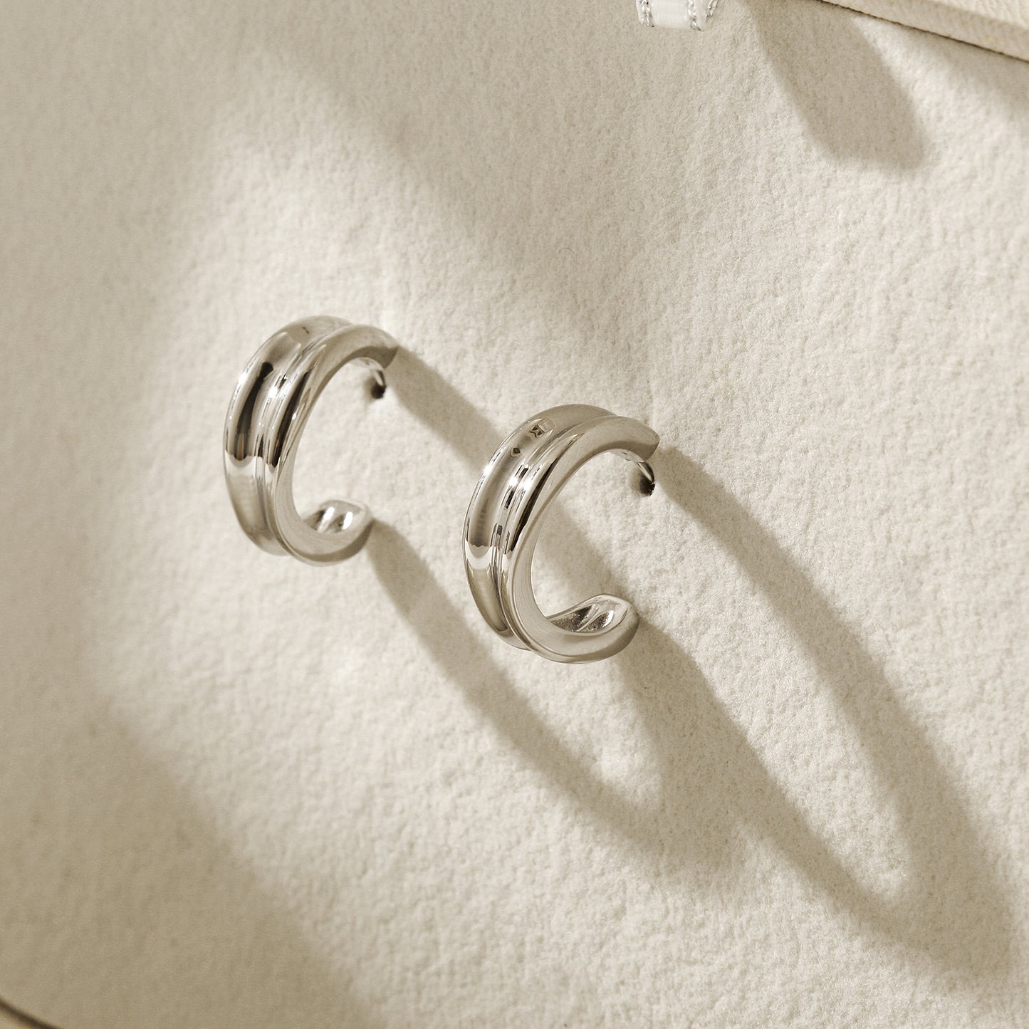 Stainless steel double C-shaped earrings-SCE452ST
