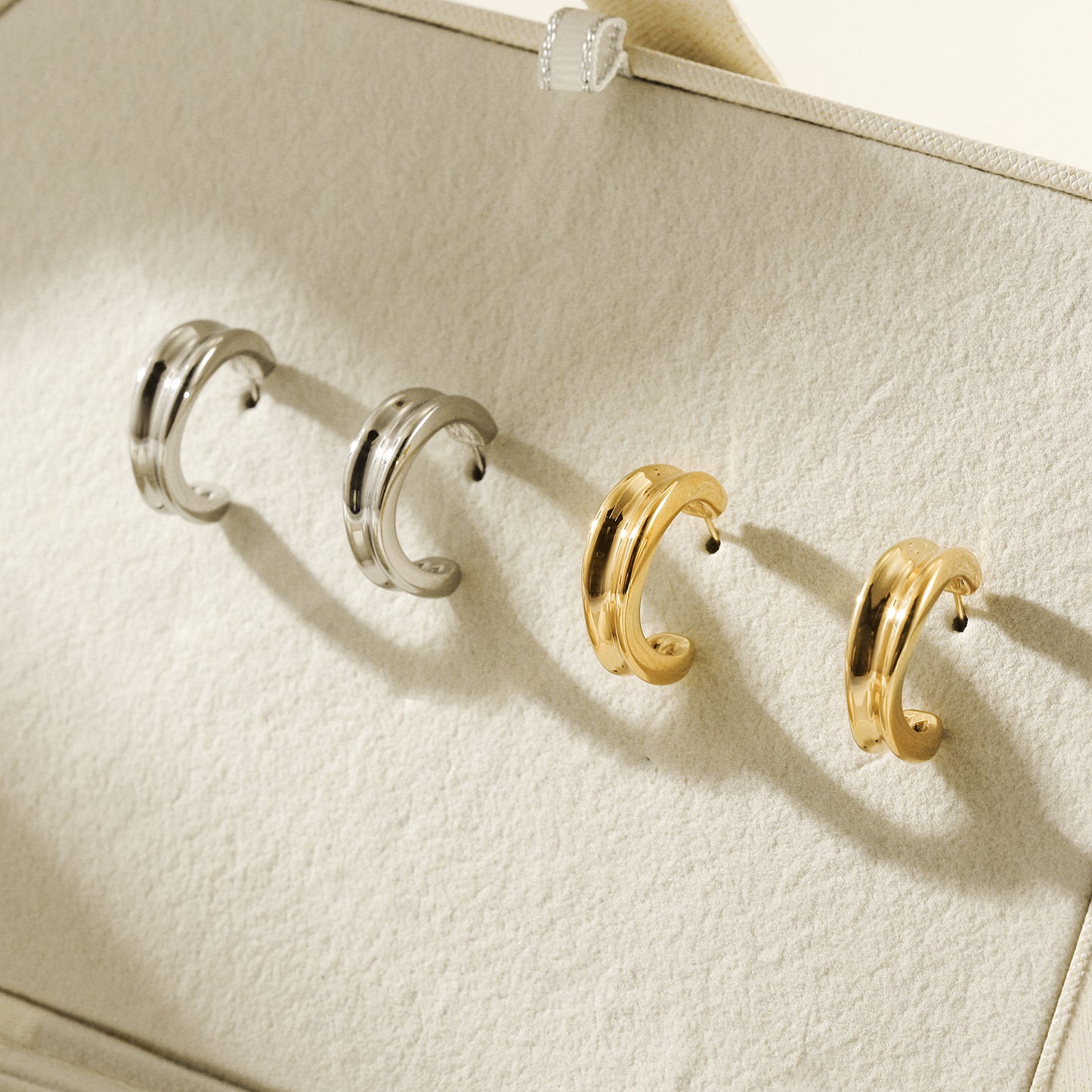 Stainless steel double C-shaped earrings-SCE452ST