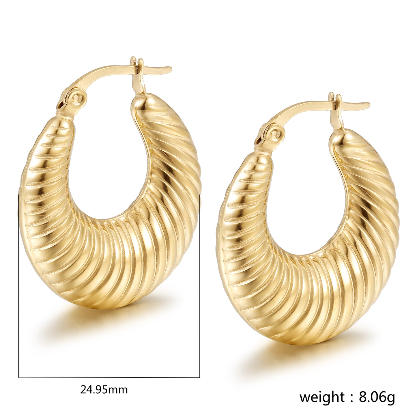 Cable C-shaped earrings-SCE453STGC