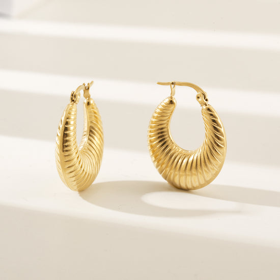 Cable C-shaped earrings-SCE453STGC