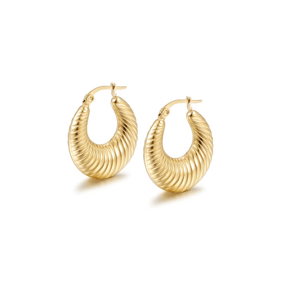 Cable C-shaped earrings-SCE453STGC