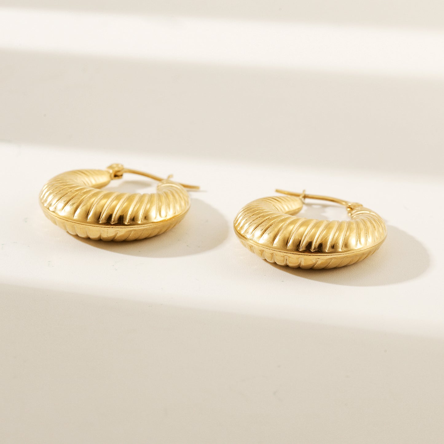 Cable C-shaped earrings-SCE453STGC