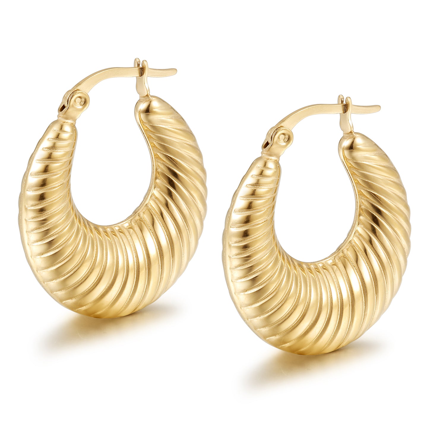 Cable C-shaped earrings-SCE453STGC