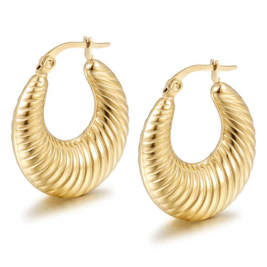 Cable C-shaped earrings-SCE453STGC
